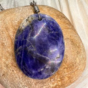 Blue Sodalite Stone Pendant Necklace